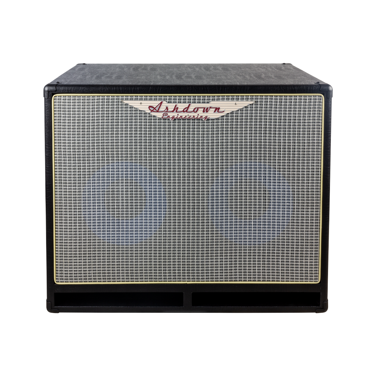 Ashdown ABM 210h evo iv compact cabinet front with silver grill and blue speakers