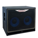 Ashdown ABM 210h evo iv compact cabinet left with black grill and blue speakers