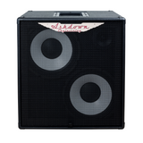 ashdown rm 210t evo ii super lightweight bass cabinet front black with black grill and grey speakers