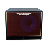Ashdown ABM 115h evo iv compact cabinet front with red grill and blue speaker