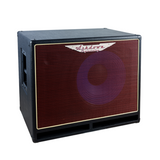 Ashdown ABM 115h evo iv compact cabinet left with red grill and blue speaker