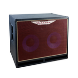 Ashdown ABM 210h evo iv compact cabinet left with red grill and blue speakers