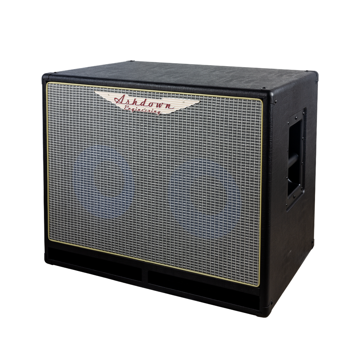 Ashdown ABM 210h evo iv compact cabinet right with silver grill and blue speakers