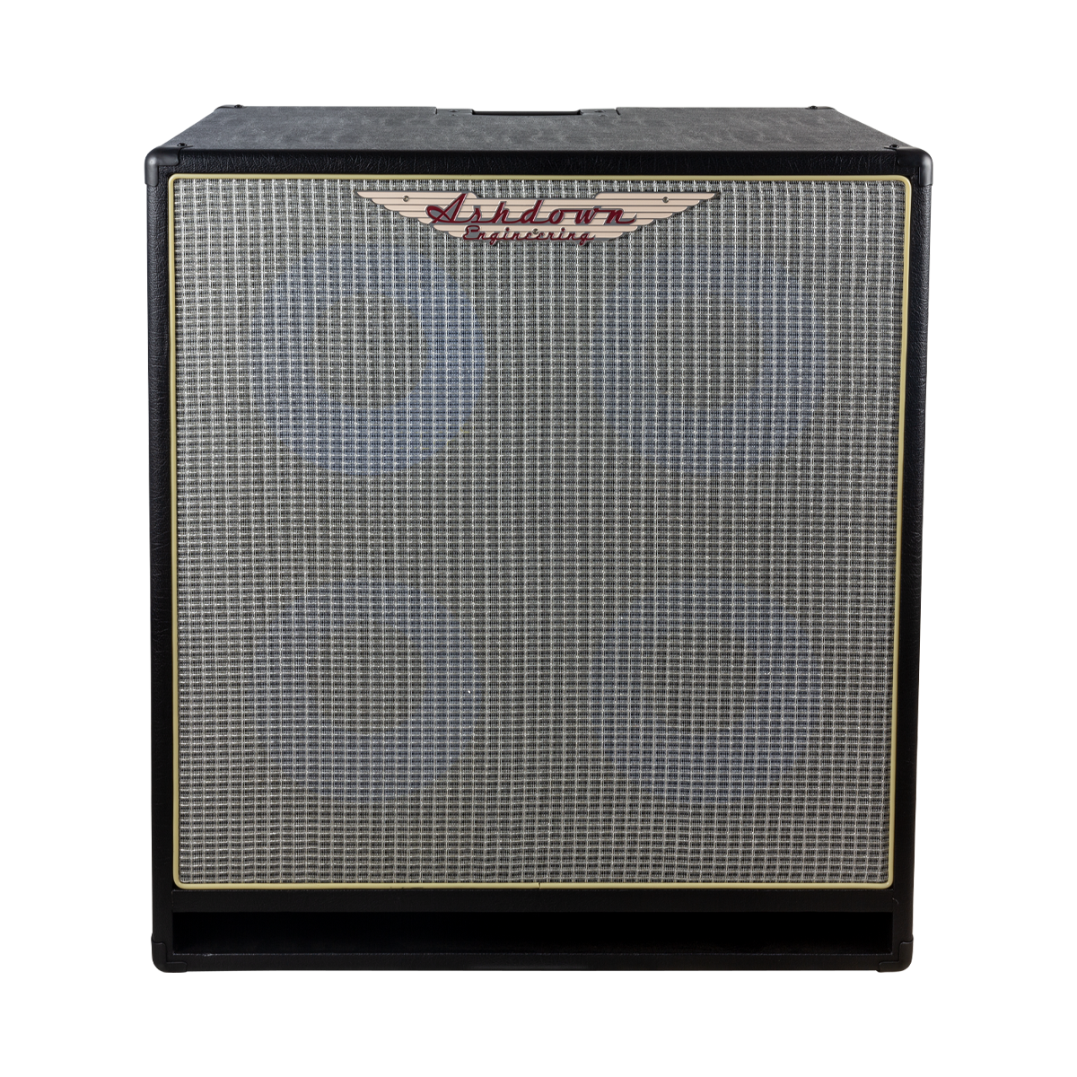 Ashdown ABM 410h evo iv cabinet front with silver grill and blue speakers