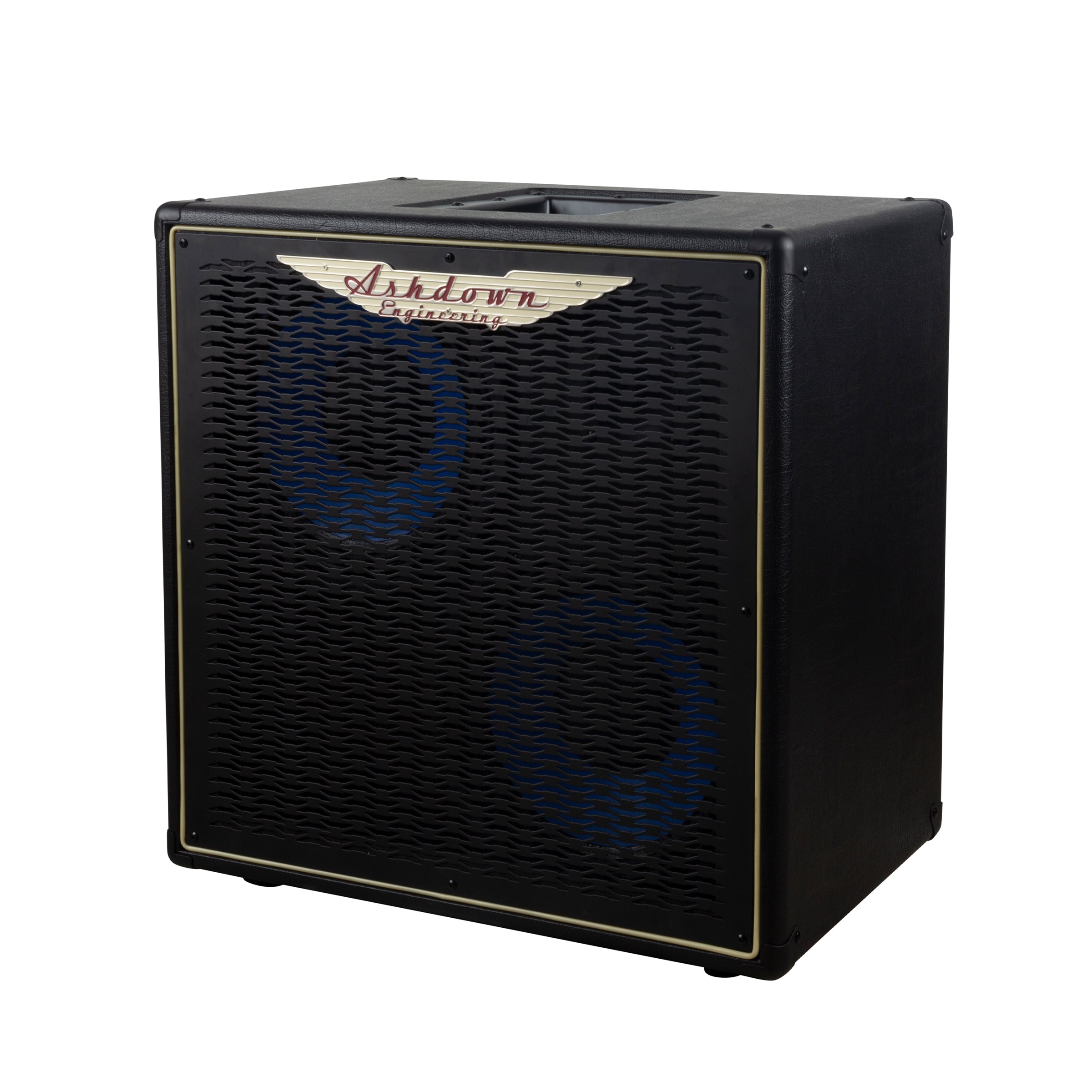 Ashdown ABM 210h evo iv pro neo cabinet right with black grill and blue speakers