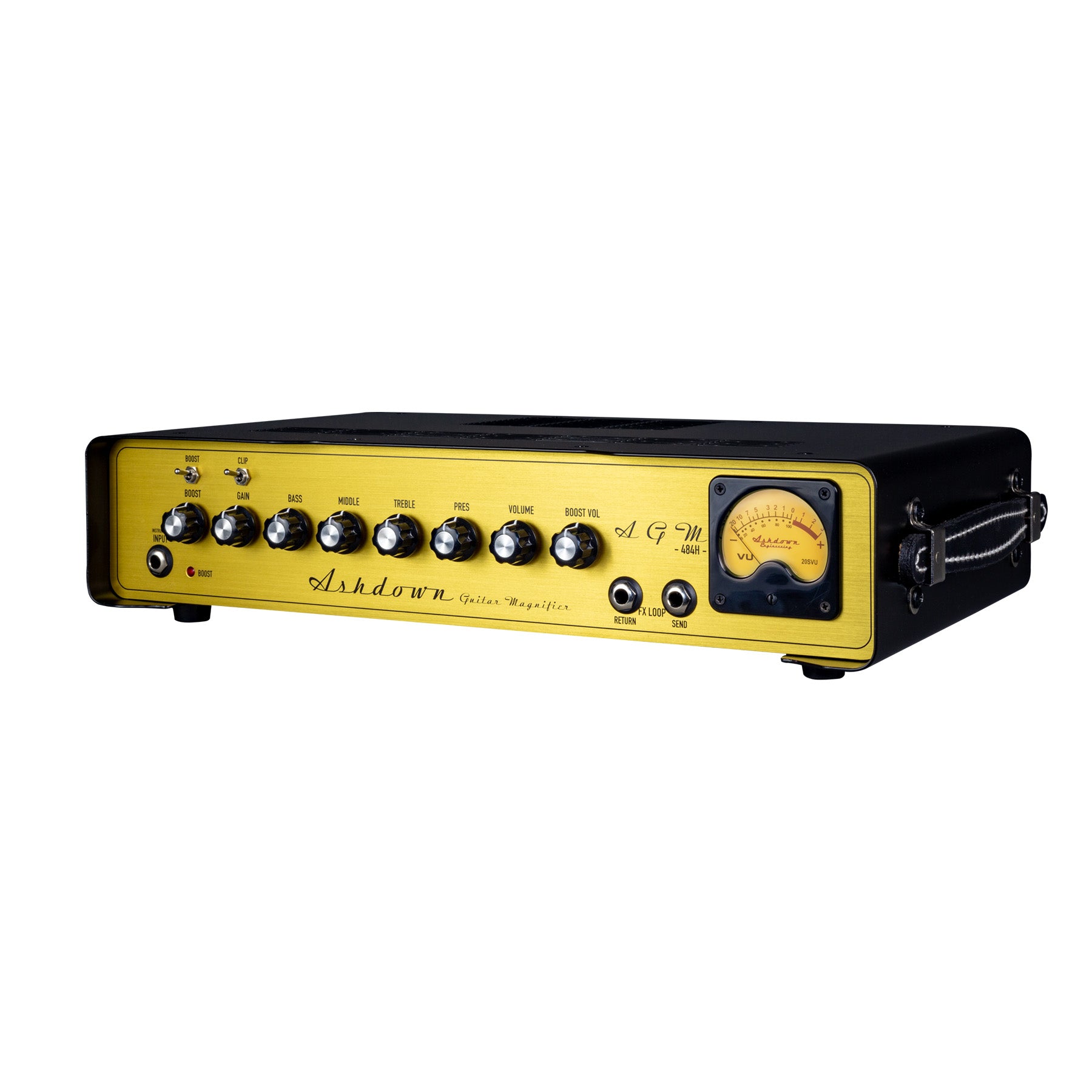 Ashdown agm 484h head right with gold panel and black casing