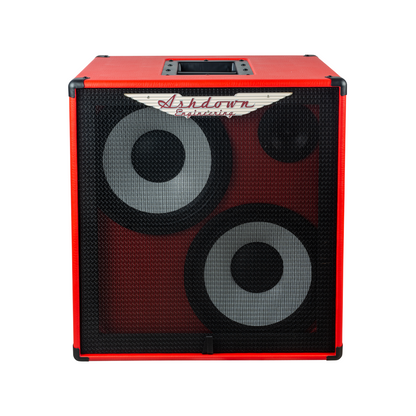 ashdown rm 210t evo ii super lightweight bass cabinet front red with black grill