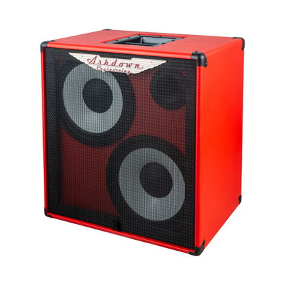 ashdown rm 210t evo ii super lightweight bass cabinet left red with black grill