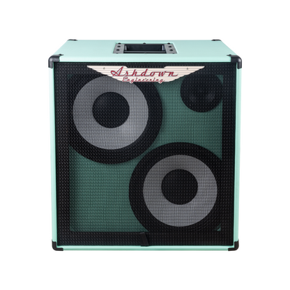 ashdown rm 210t evo ii super lightweight bass cabinet front sea foam green with black grill