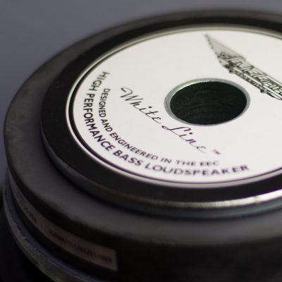 Back of the Whiteline speakers used in the ashdown rm 210t evo ii super lightweight bass cabinet
